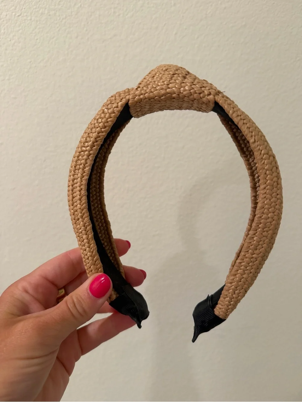 Lovers & Friends Knot Front Woven Headband in Natural